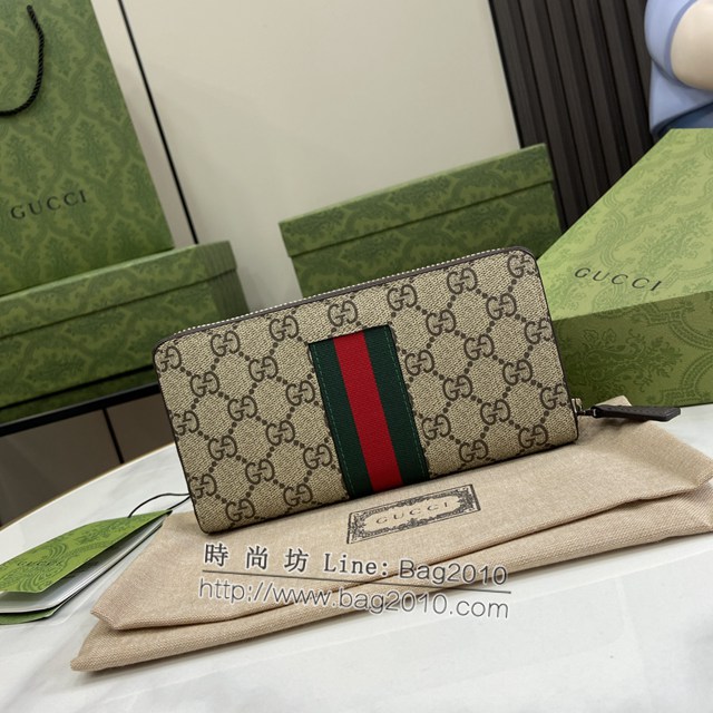 Gucci專櫃古馳最新款飾GG細節拉鏈錢包男士長夾錢包 jh2249型號：408831
